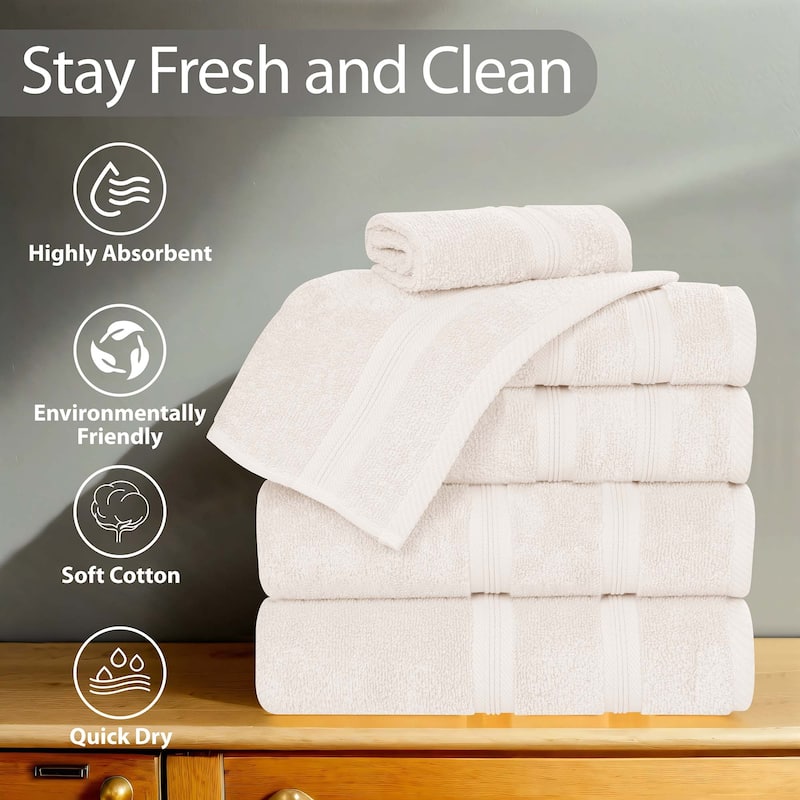 Superior Smart Dry Zero Twist Cotton Hand Towels, Set of 6