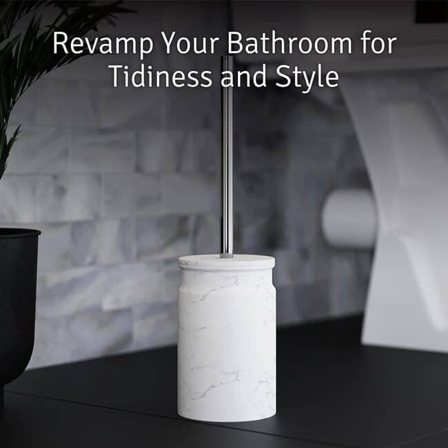 Creative Scents White Marble Toilet Brush and Holder Set