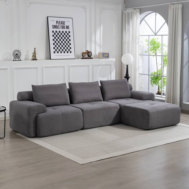 L-Shaped Sectional Couches for Living Room with Memory Foam
