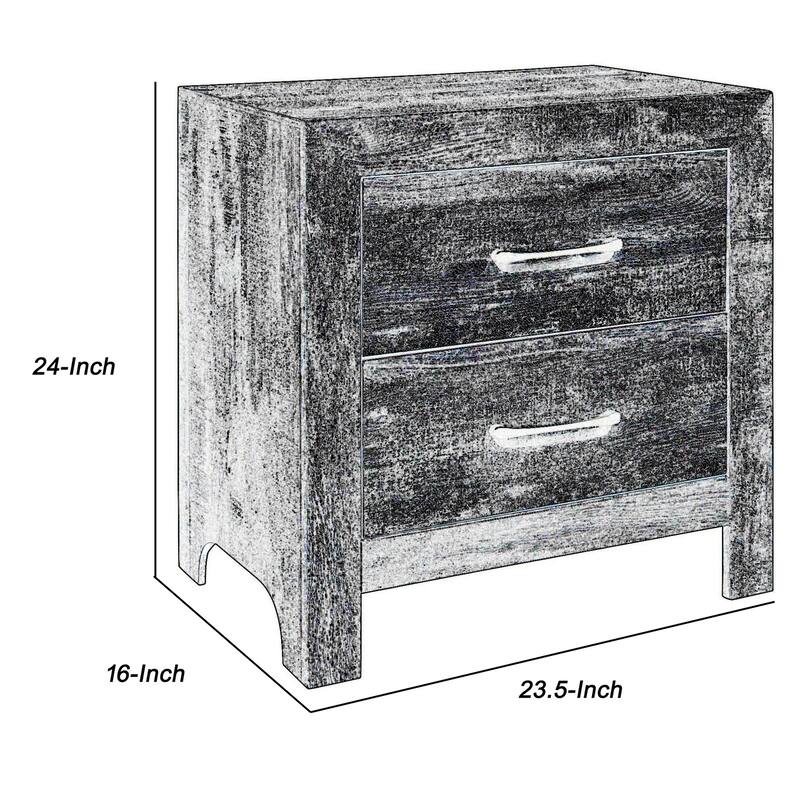 Brown 2 Drawer 23 in. W Nightstand with Sturdy Hardware and Ample Storage