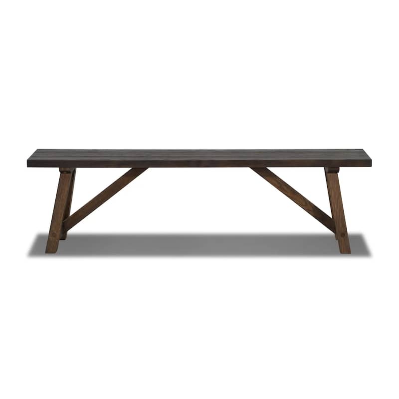 Cascais Solid Wood Bench with Farmhouse Base