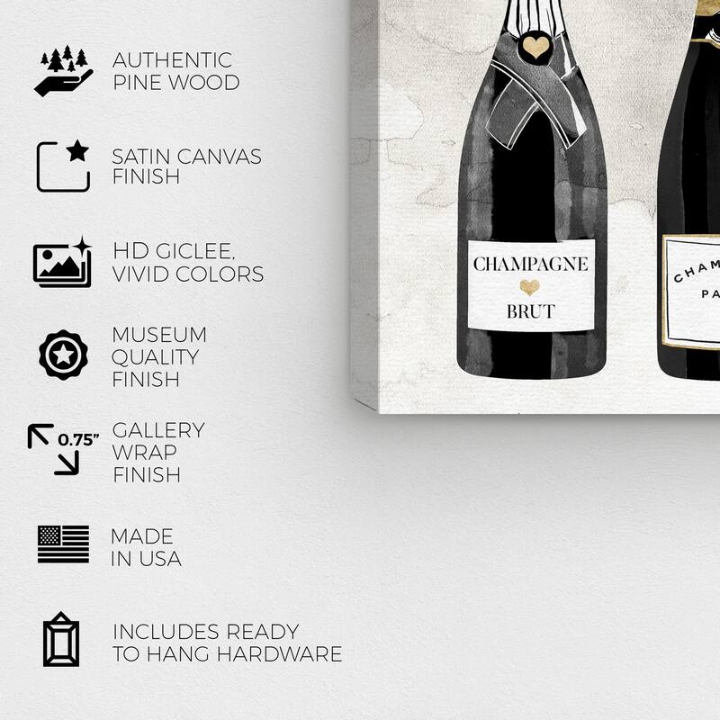 Wynwood Studio 'Champagne For Days' Drinks and Spirits Wall Art Canvas Print Champagne - Gold, White