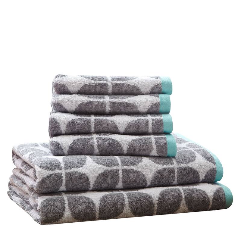 6 Piece Cotton Jacquard Bath Towel Set - N/A