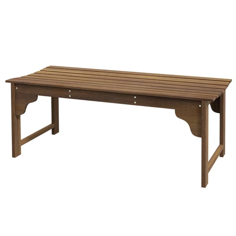 Poplar Wood Outdoor Garden Bench with Curved Slats - 45.25" L x 19.75" W x 17.75" H - Teak