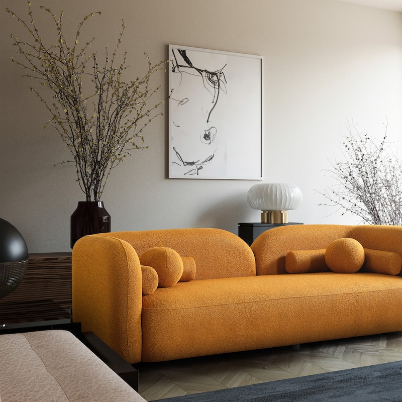 Milet Luxury Modern Boucle Fabric Curved Arm Sofa