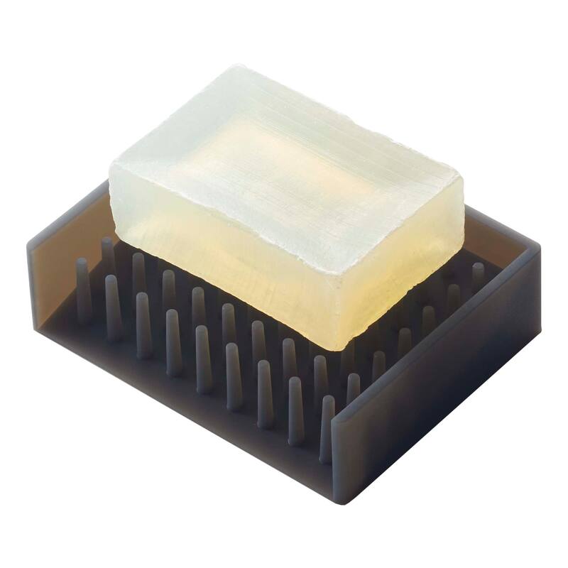 Yamazaki Home Self-Draining Soap Dish, Silicone - L 3.35 x W 4.33 x H 1.18 inches - Black