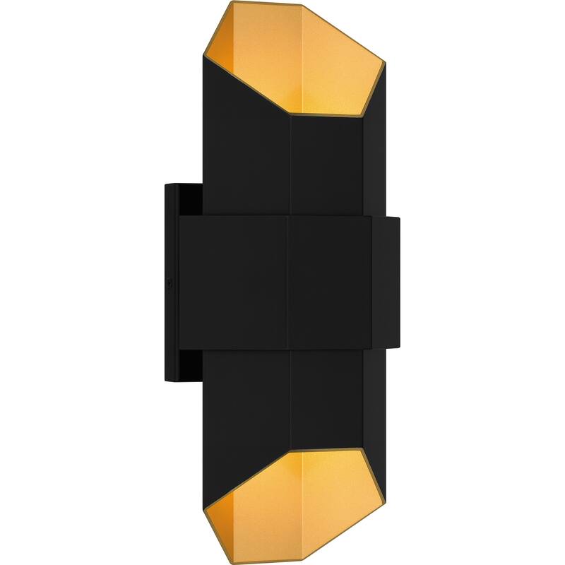 Chasm Integrated LED Matte Black Gold Outdoor Wall Lantern