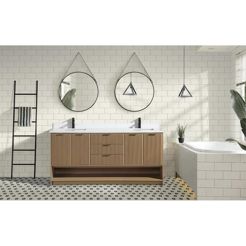 Ari Bath San Diego 72" Freestanding Bathroom Vanity Oak