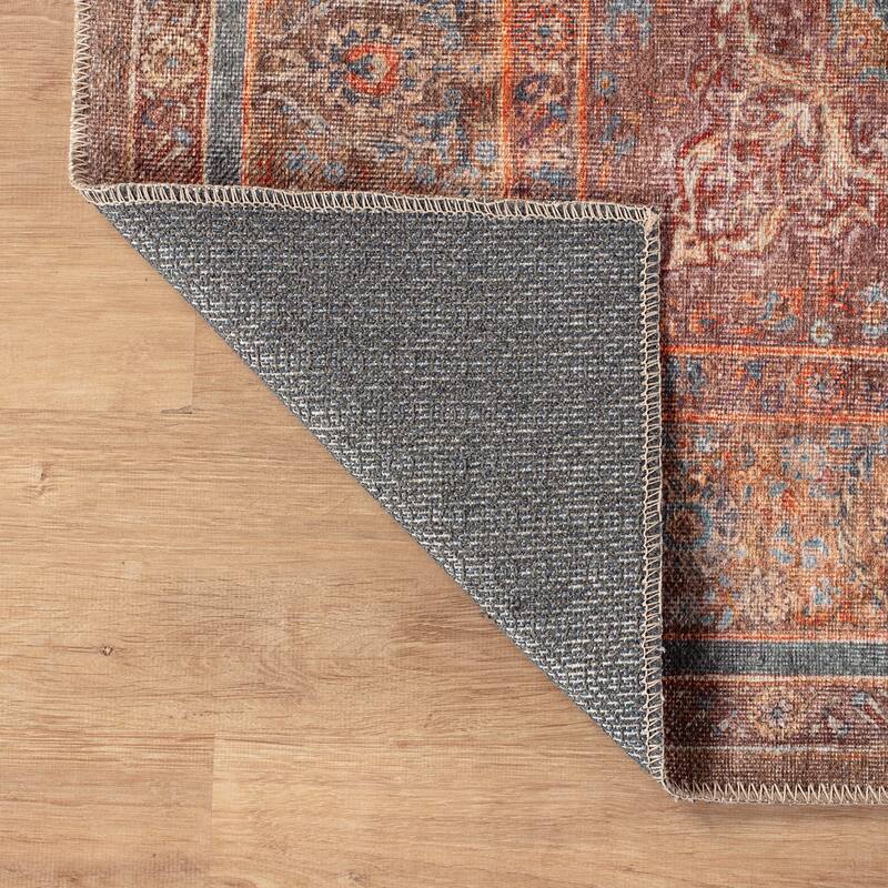 Black Traditional Flat Pile Rug - Washable and Pet Friendly, Non-Slip Surface