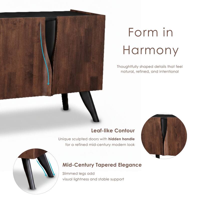 Furniture of America Abigail XI Mid-Century Modern Walnut Solid Wood 62-inch Dining Server with Drawer and Shelves