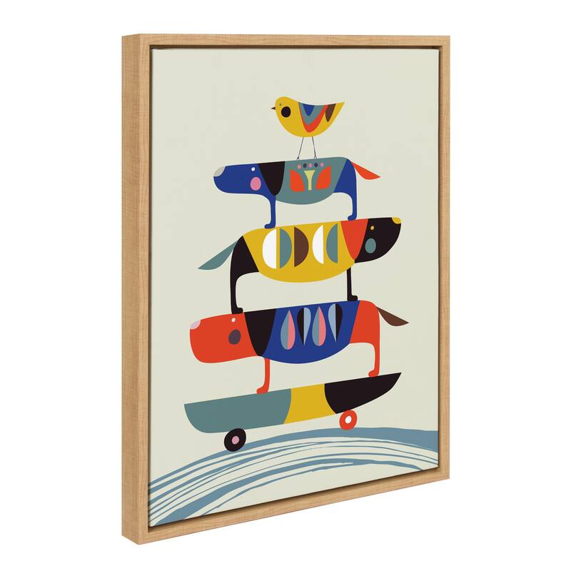 Kate and Laurel Sylvie Skate Dog Framed Canvas by Rachel Lee
