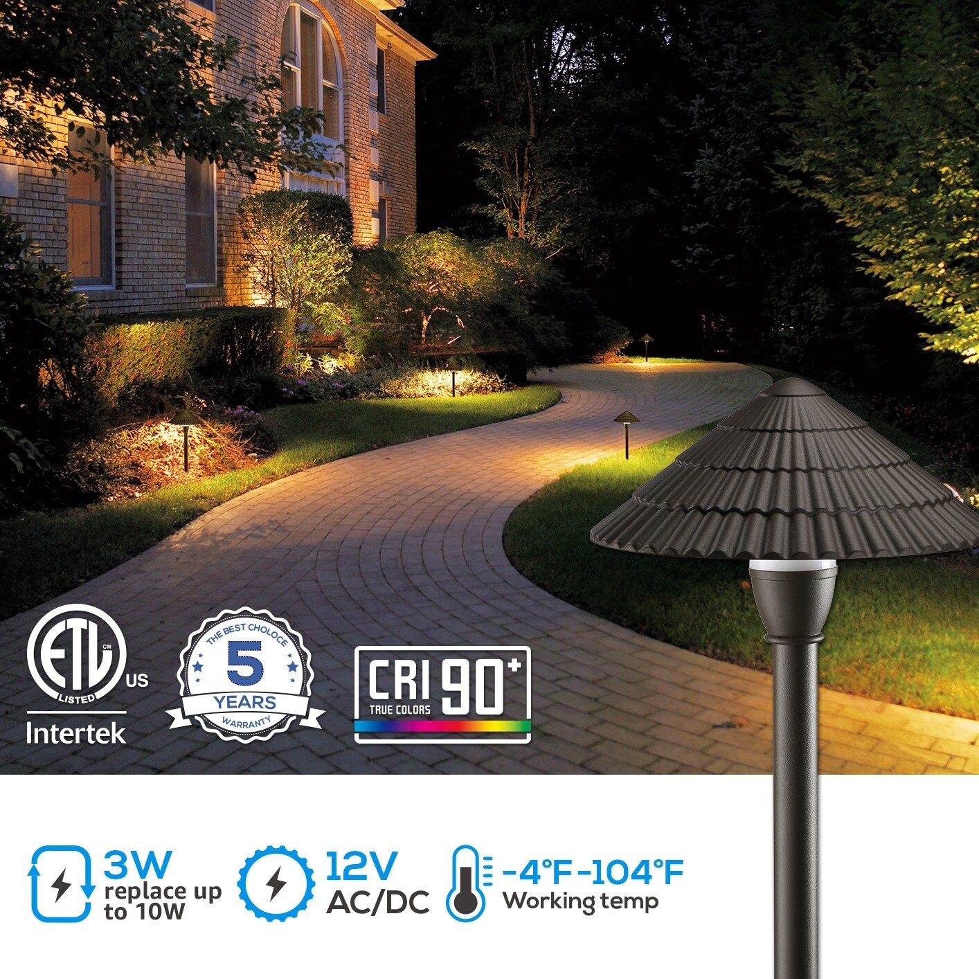 12V Low Voltage Landscape Lights 3W LED Pathway Light with Aluminum Housing IP65 