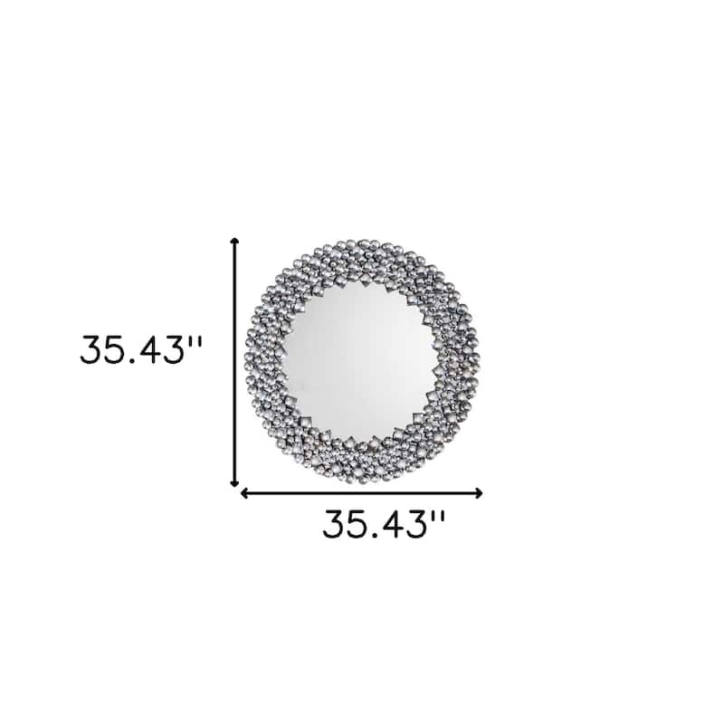 HomeRoots 35" Round Faux Crystal Framed Venetian Accent Mirror - 35.43" X 35.43" X 0.71