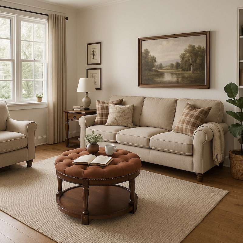 Maven Lane Mesa Round Upholstered Coffee Table