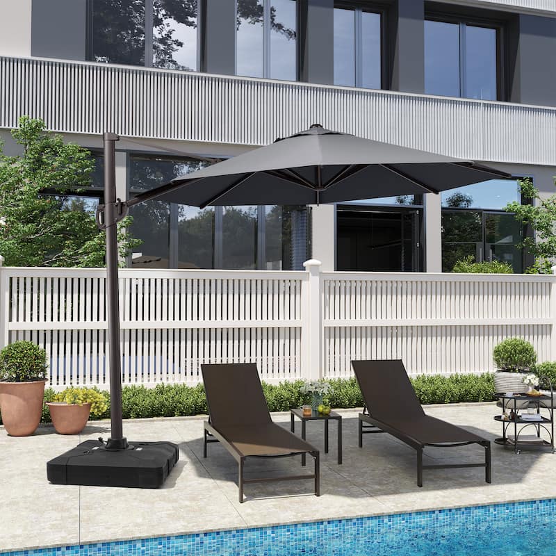 10ft Patio Cantilever Umbrella Adjustable Offset Umbrella with Weighted Base