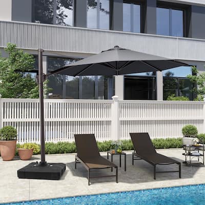 10ft Patio Cantilever Umbrella Adjustable Offset Umbrella with Weighted Base