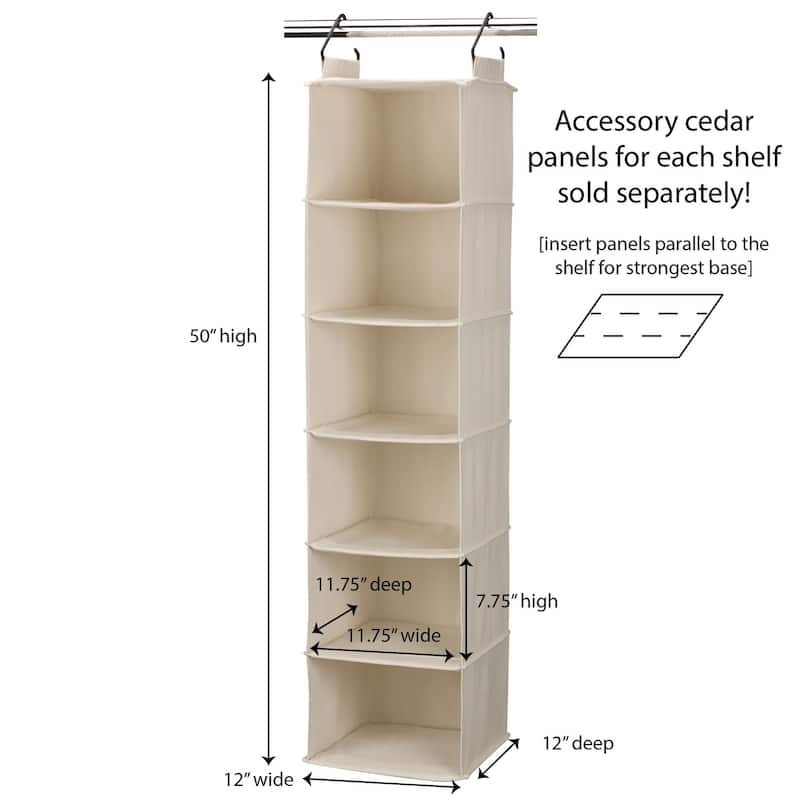 Household Essentials 6-Shelf Hanging Closet Organizer - 12.0"L x 12.0"W x 50.0"H