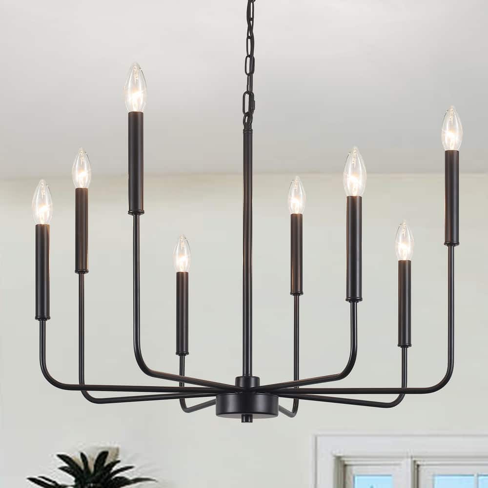 Farmhouse Chandelier, 8-Light Classic Candle Metal Chandelier for Dining Room Living Room Bedroom Kitchen - W26.96"x H34.44"