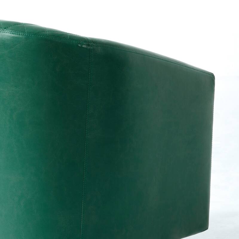 2 Set Tufted PU Vegan Leather Swivel Barrel Chair with Nailheads Trim