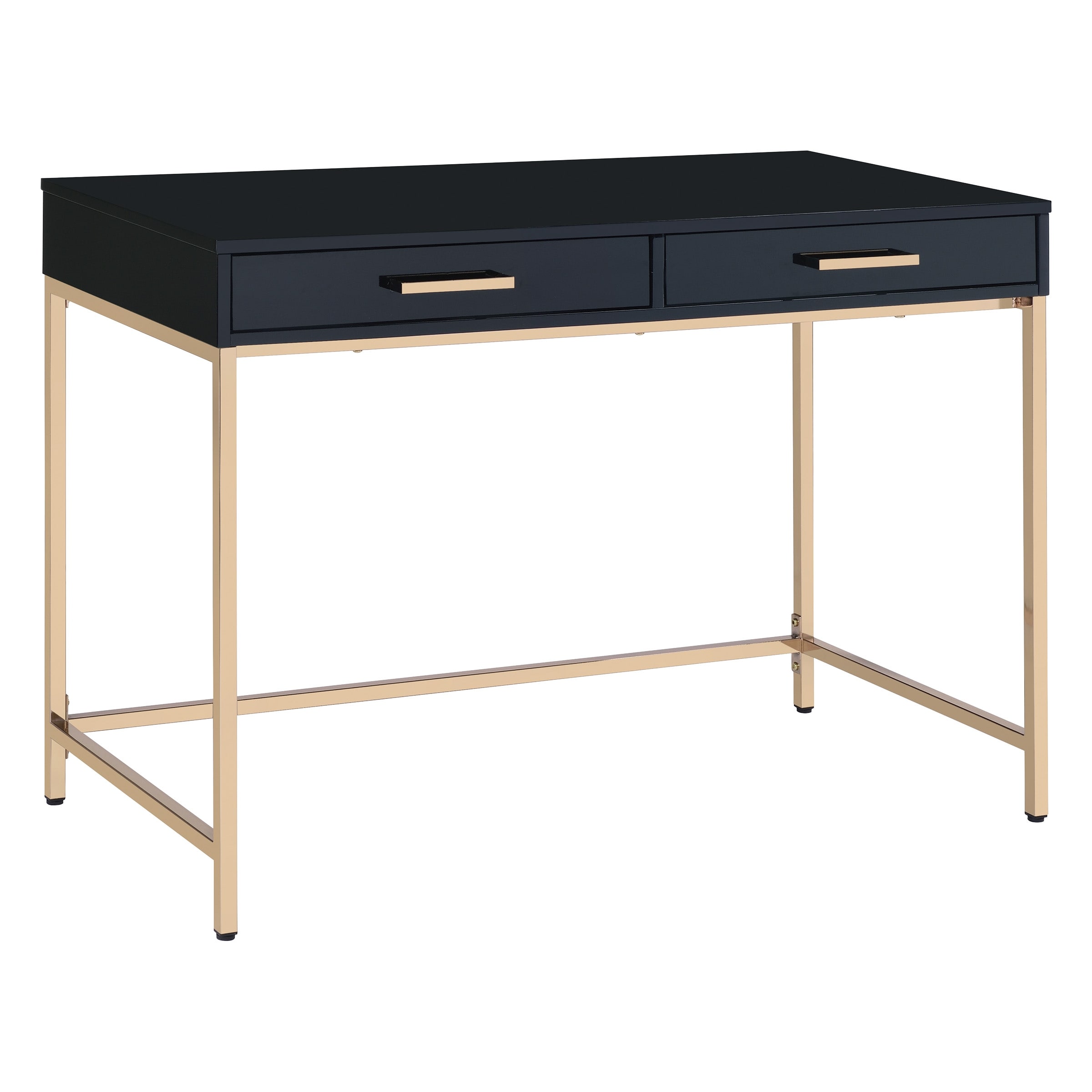 Alios Desk With Black Gloss And Gold Frame Overstock 32785362