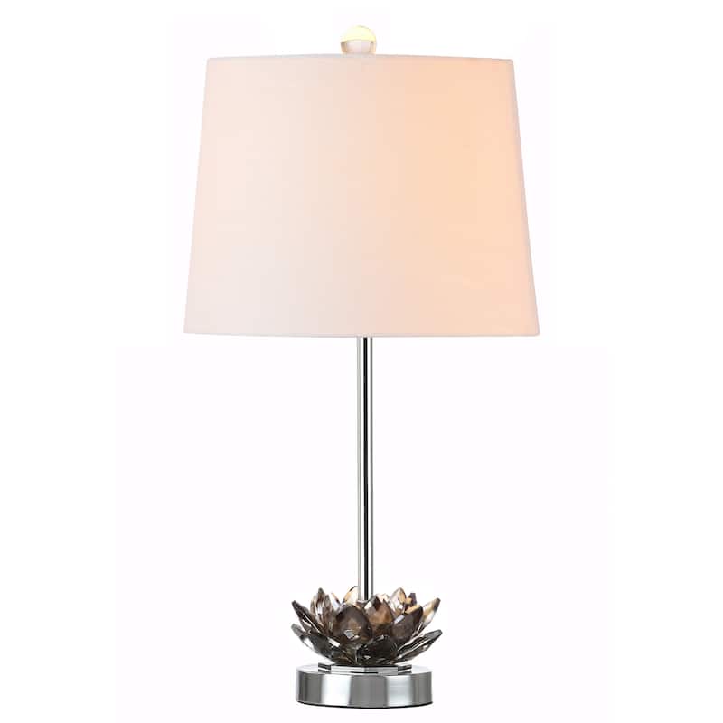 Bamboo Lotus 25" Crystal LED Table Lamp, Smoke Gray/Chrome by JONATHAN Y