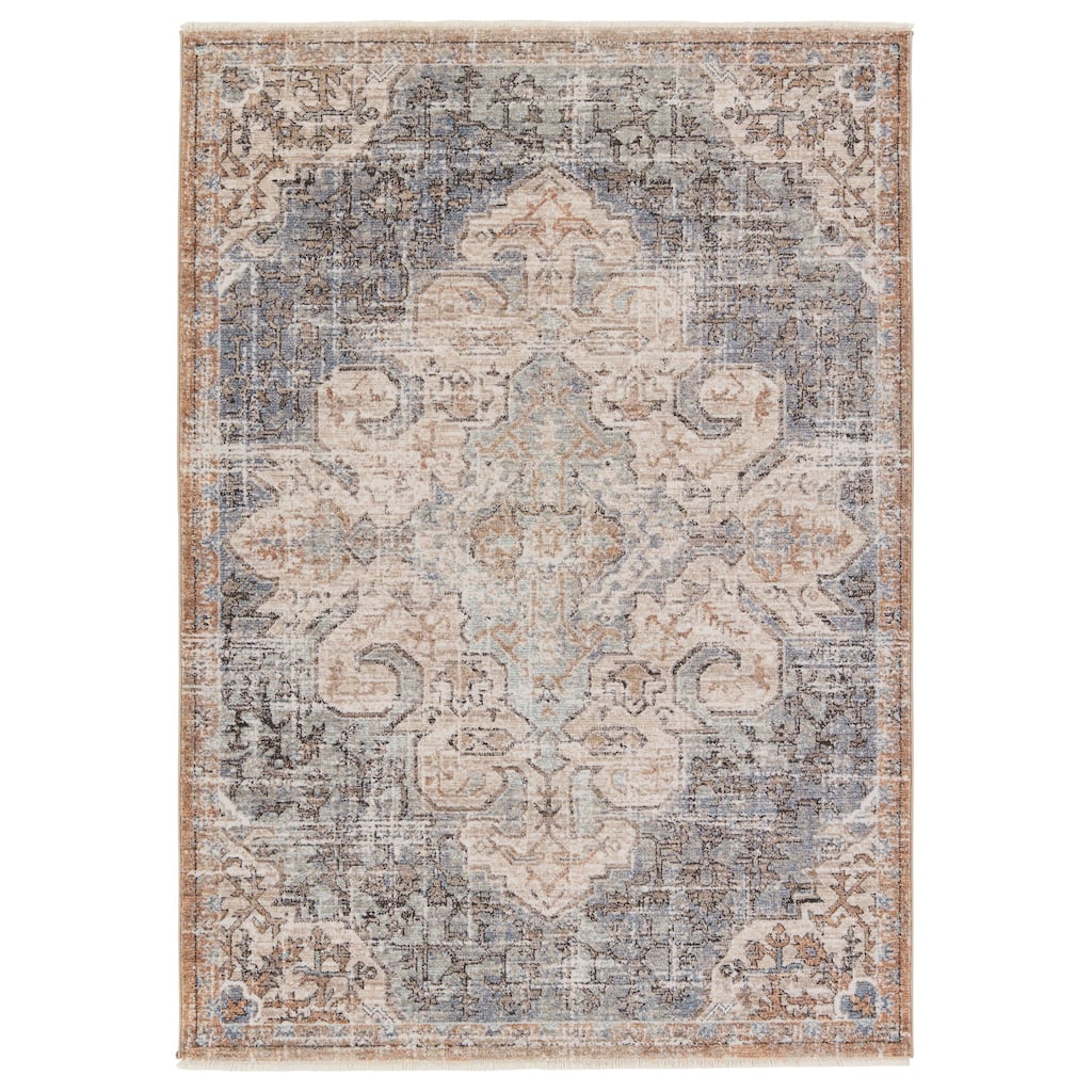 Faridah Medallion Tan/ Blue Area Rug