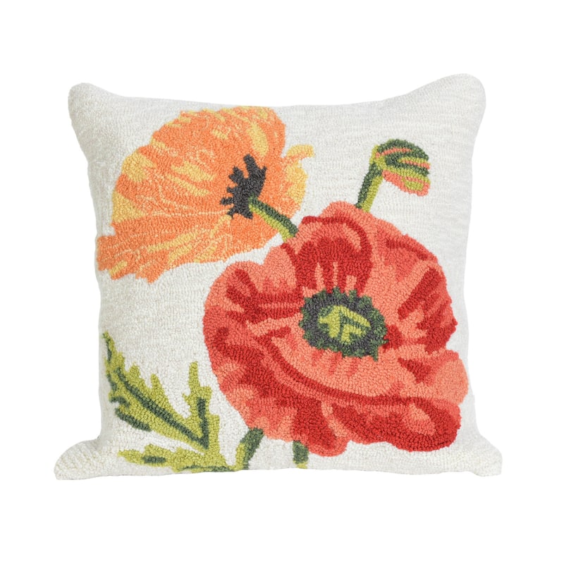 Liora Manne Frontporch Icelandic Poppies Indoor/Outdoor Pillow Neutral 18" Square