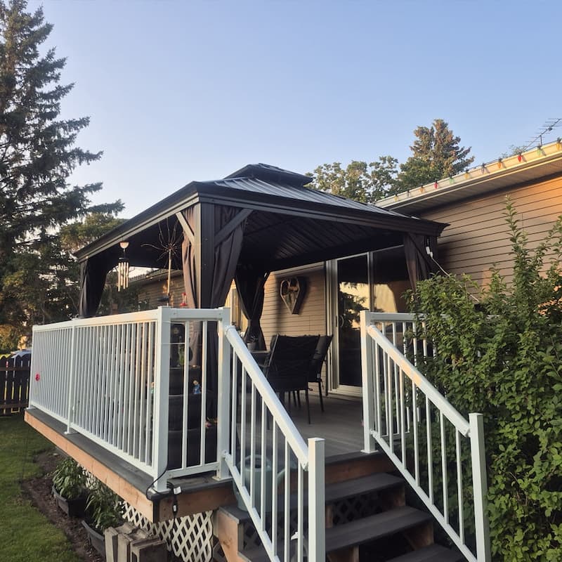 PURPLE LEAF Outdoor Galvanized Steel Hardtop Gazebo, Aluminum Frame Gazebo With Curtains