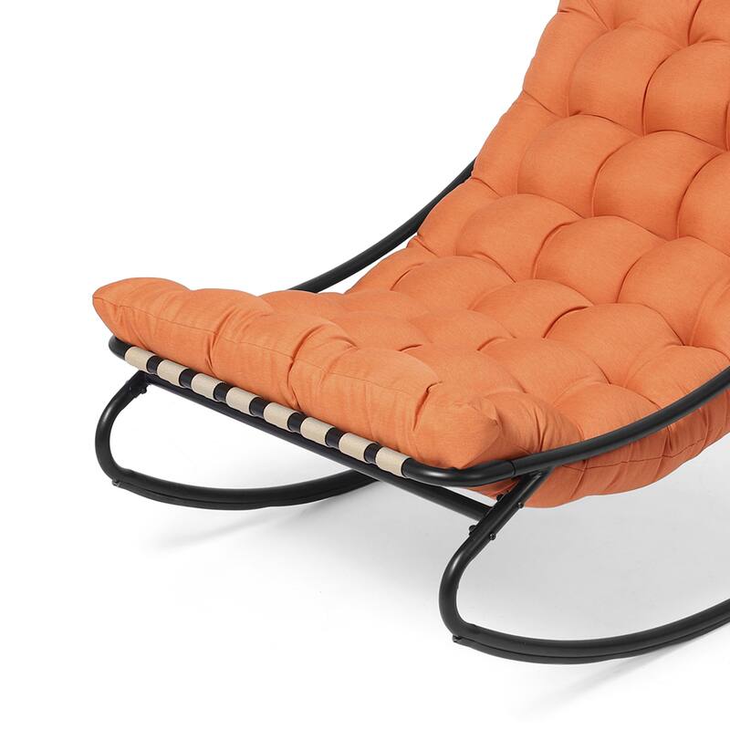 Outdoor Metal Frame Rocking Chair with Water-Resistant Cushions