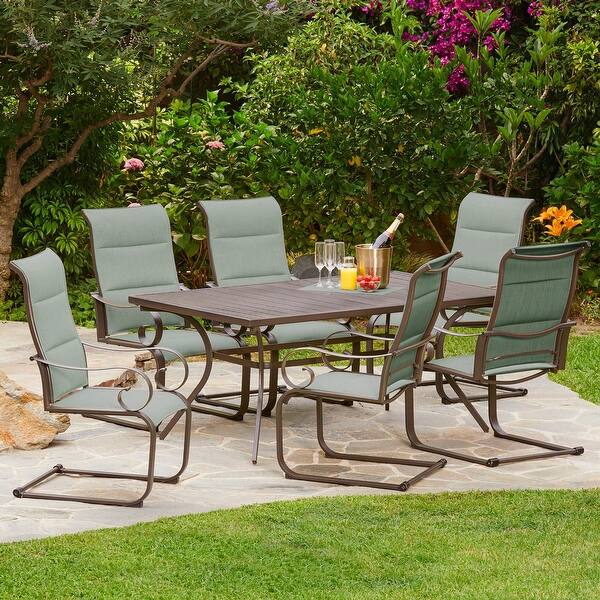 slide 2 of 5, Royal Garden - Patio Dining Set - 7-Piece - Mountain View - Teal
