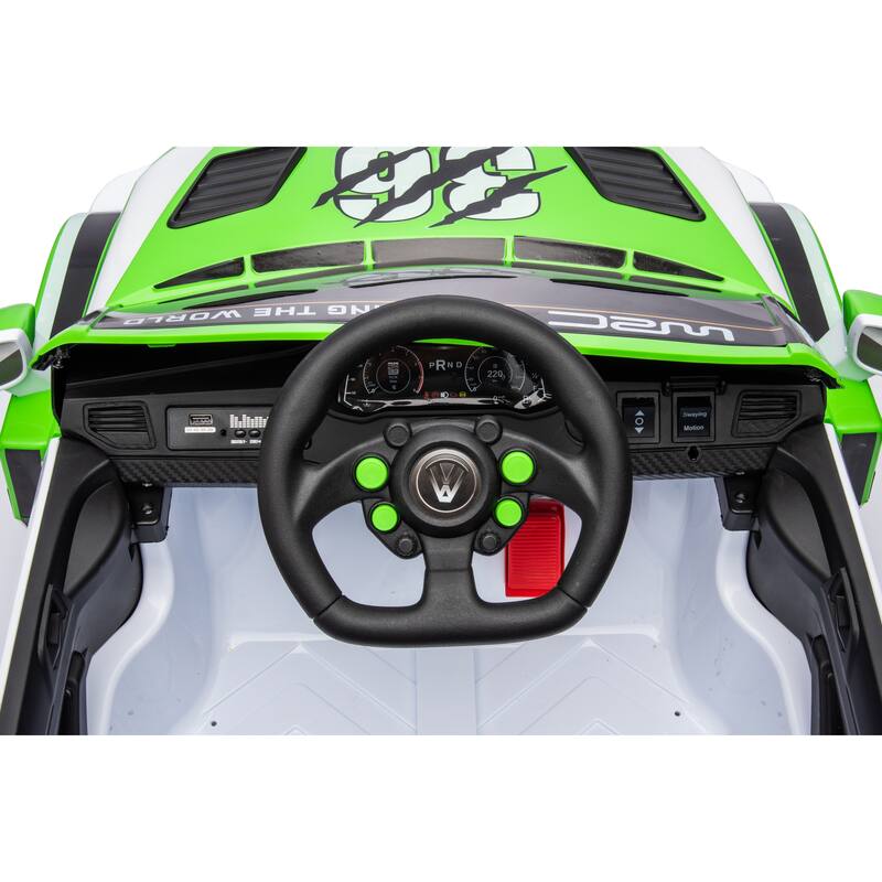 Electric Car for Kids with Seat Belts, Battery Powered Electric Car with Battery Display, Racing Car Toy with Bluetooth