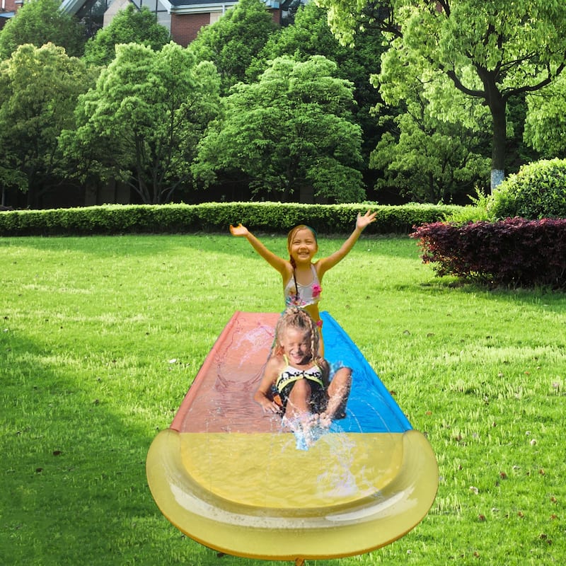 Dimple Inflatable Water Slide with 2 Bodyboards, Water Slide Summer Toy for kids with Build in Sprinkler (16 ft x 5 ft)