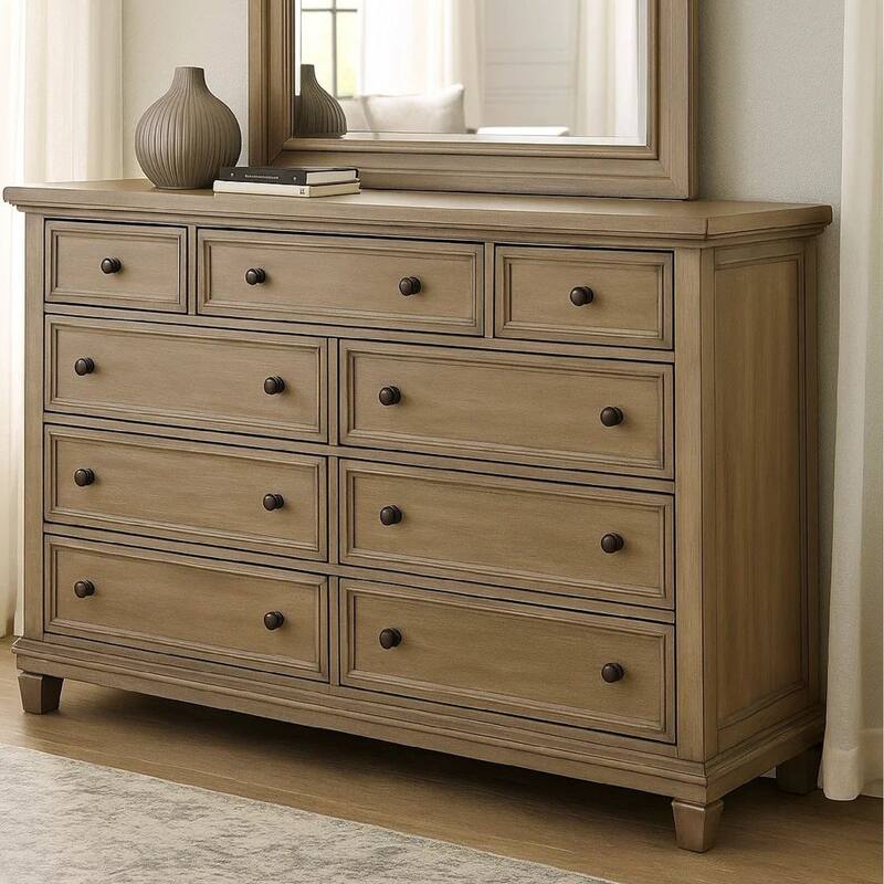 Jira 37 x 42 Dresser Mirror, Arched Curve, Multistep Brushed, Gray Wood