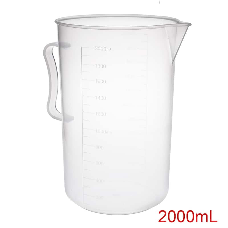 Laboratory Clear PP Plastic Graduated Measuring Cup Handled Beaker - 2000ml