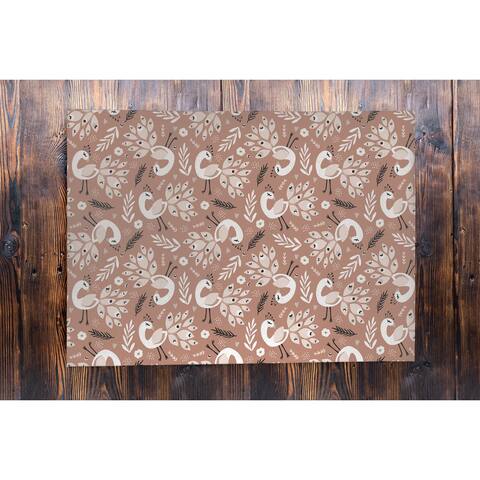 DANCING PEACOCKS IN RUST Outdoor Mat By Terri Ellis