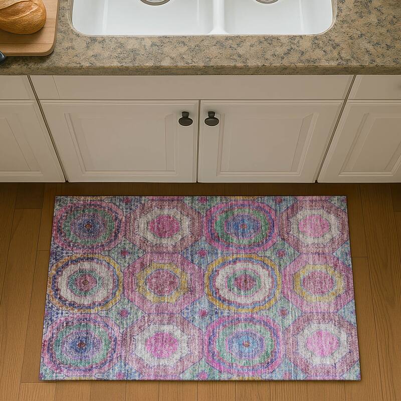 Premium Washable Super Soft Traditional Mamluk Mayfield Rug - Pink - 1'8" x 2'6"