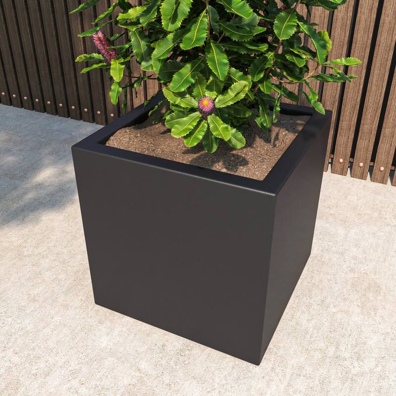 Fern Modern Square Fiberstone and MGO Clay Planter with Drainage Protective Cover for Indoor & Outdoor Home Office Patio Decor