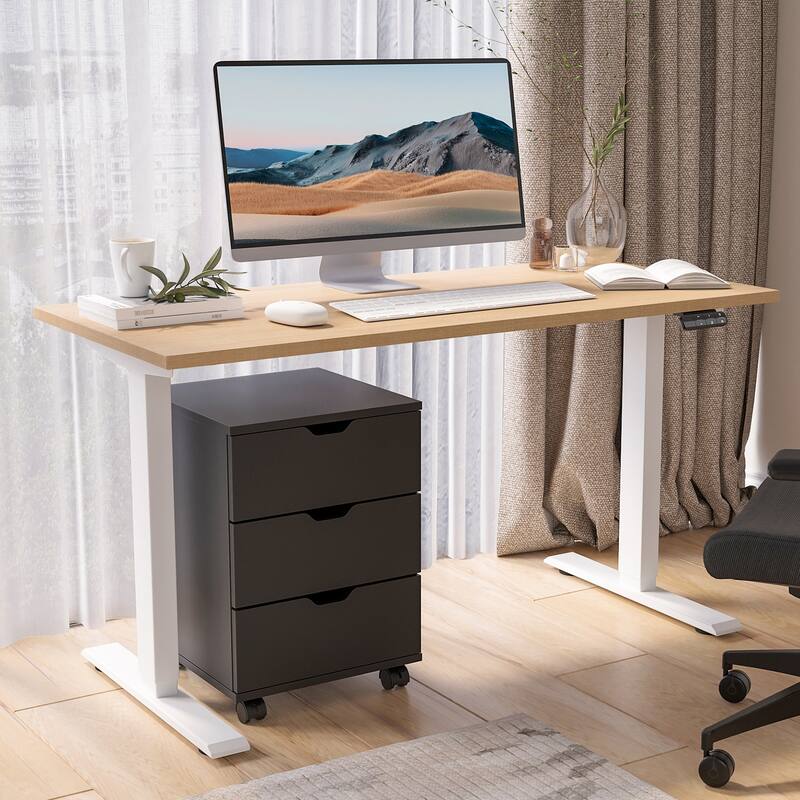 3-Drawer Vertical Filing Cabinet Rolling Wood Mobile File Cabinets Under Desk for Home Office with Casters (Non-Assembled)