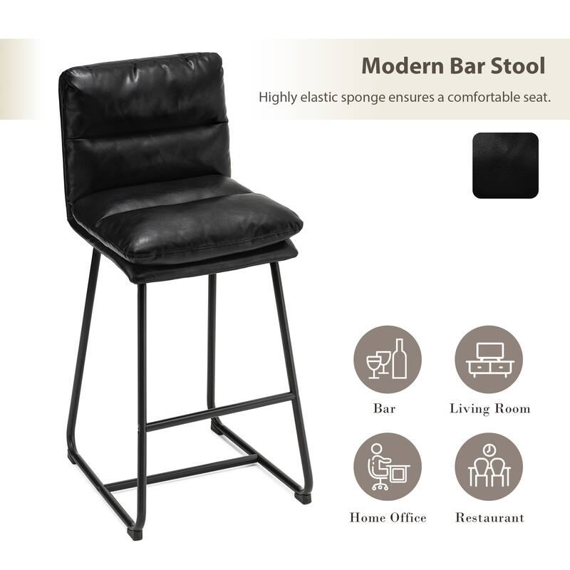 Glitzhome 3-Piece Bar Height Dining Table Set Round Pub Table & Faux Leather Bar Stools