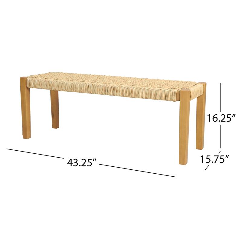 Angie Outdoor Modern Industrial Acacia Wood Bench by Christopher Knight Home - 43.25" W x 15.75" D x 16.25" H