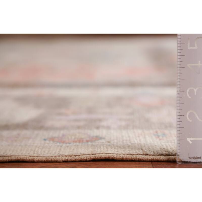 Hand Knotted Oriental 100% Wool Carpet Transitional All-Over Brown Oushak Area Rug - 12' 4'' X 9' 5''