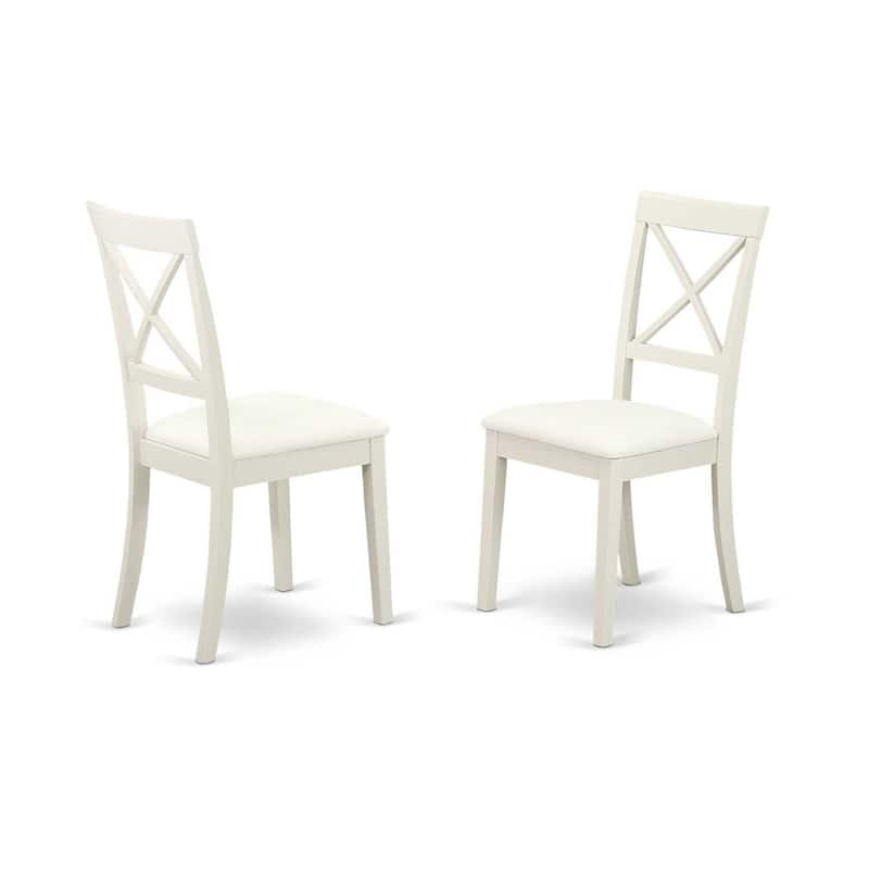 HomeStock 5-Pc Linen White Finish Solid Wood Top - Dining Room Set with Dropleaf - Seats 4