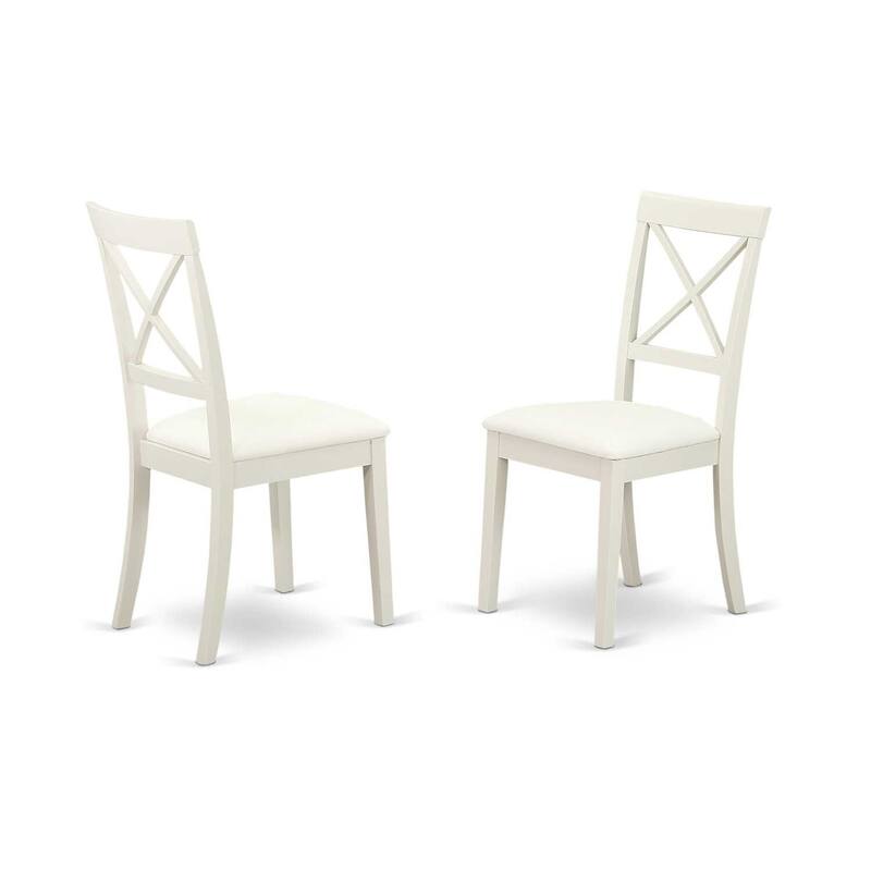 HomeStock 5-Pc Linen White Finish Solid Wood Top Dining table with 4 Chairs