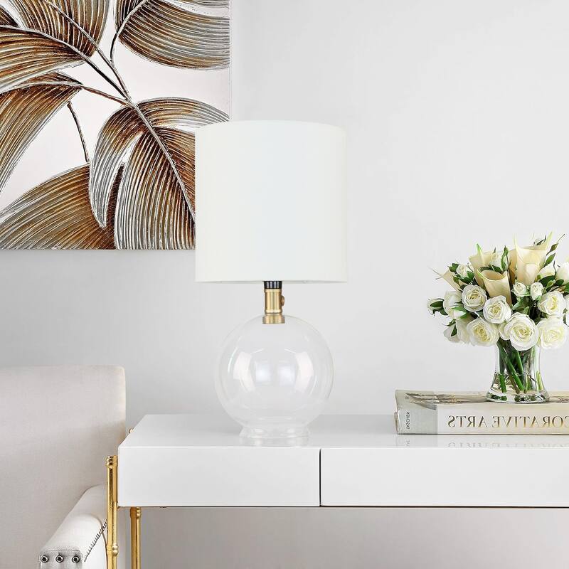 1-light Small Drum Table Lamp with Glass Base
