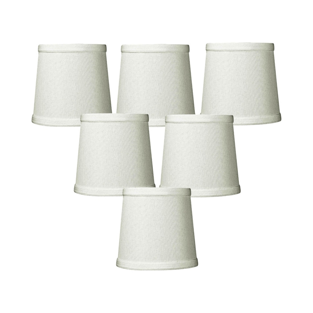 Set of 6 Light Oatmeal Linen Drum Chandelier Clip-On Lampshade 4x5x5