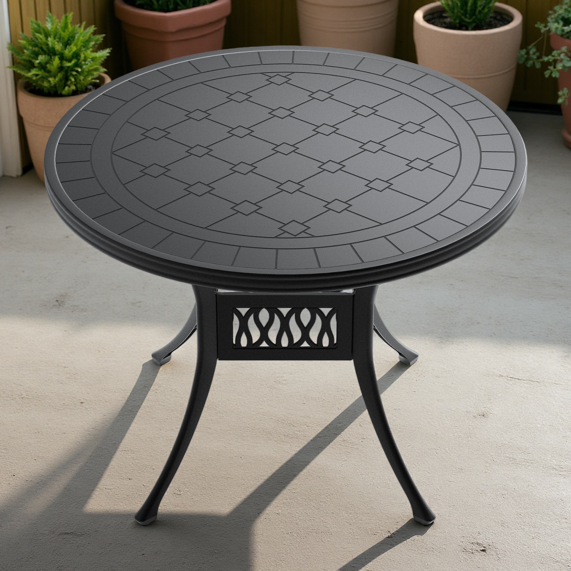 Aluminum Patio Dining Table with Round Top and Sturdy Frame