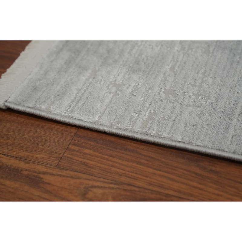 Machine Made Oriental Polyester Carpet Modern Contemporary Greys & Charcoal Modern Area Rug - 7' 5'' X 5' 2''