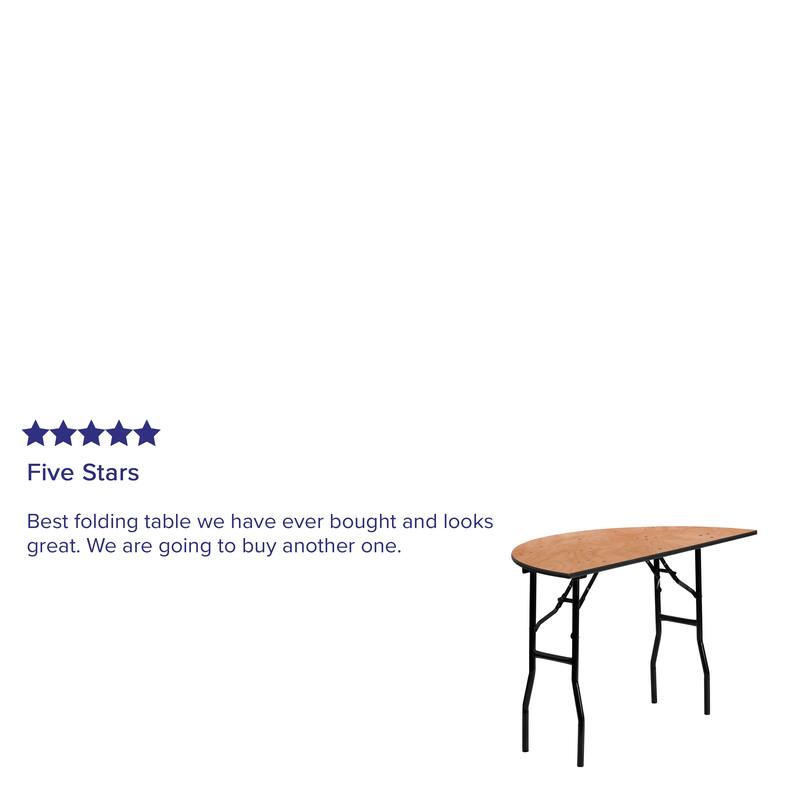 48-inch Half-Round Wood Folding Banquet Table