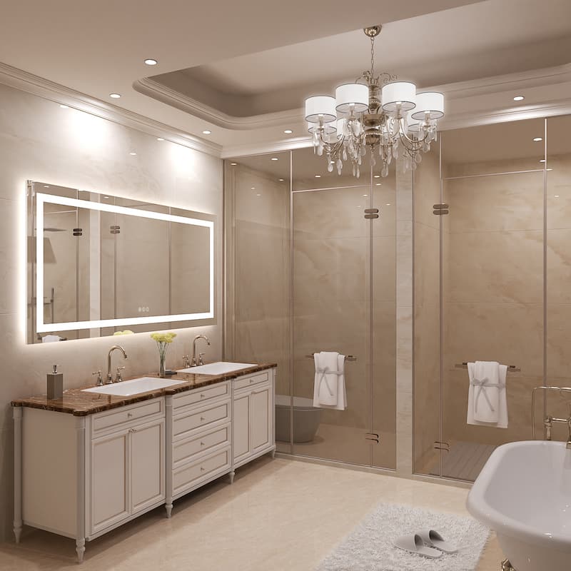QuivaraView LED lights Frameless Wall Mounted Bathroom Vanity Mirror