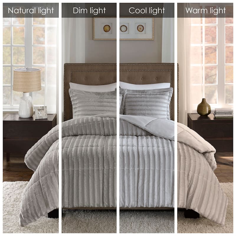 Madison Park York Faux Fur Comforter Mini Set